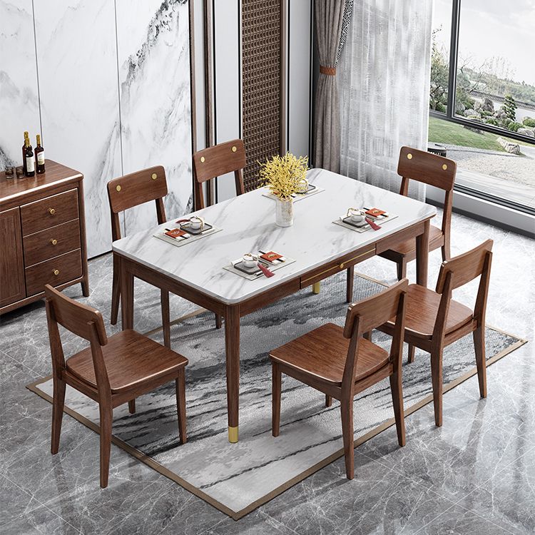 Traditional Luxury Style Dining Table Rectangle 4 Legs Table for Home Use Clearhalo ' dining_table' 'Dining Tables & Seating' 'Dining Tables' 'furn' 'furn_dining_table' 'Furniture' 'furniture_dining_table' 'Kitchen & Dining Furniture' 'kitchen&dining_furn' 'kitchen' 'kitchen_dining_table' 1200x1200_da0886d7-1573-45ea-8fad-4e968871b47d