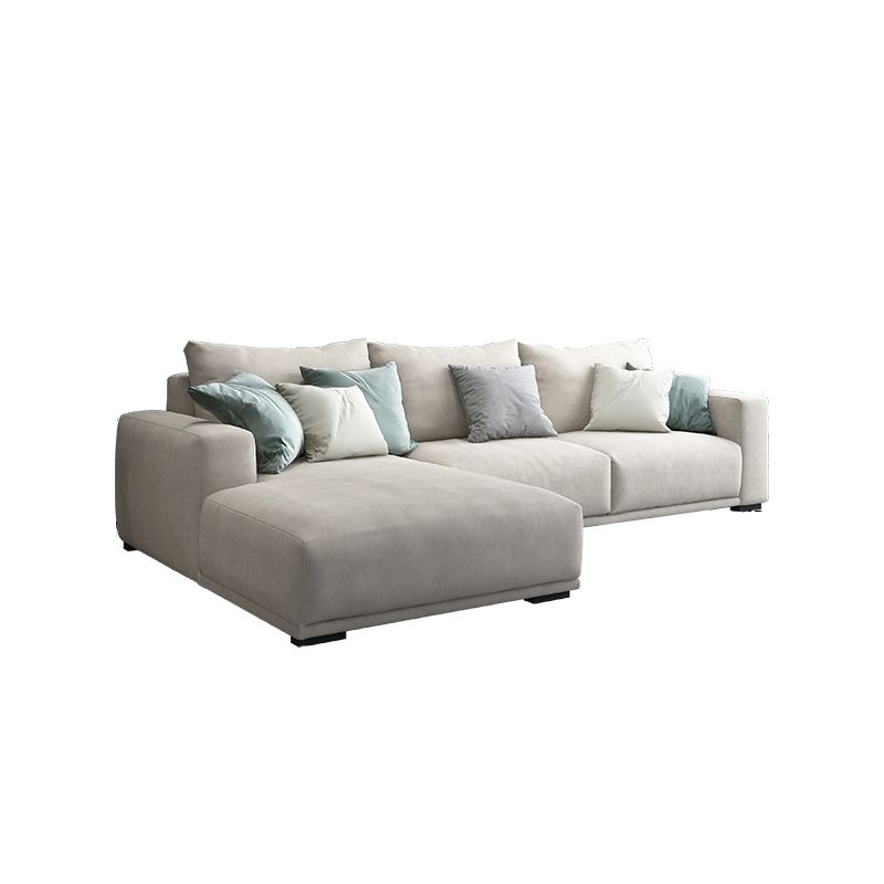 Modernism Cushions Sofa & Chaise 33.46" H Faux Leather Loose Back Sofa in White Clearhalo 'furn' 'furn_sectionals' 'Furniture' 'furniture_sectionals' 'Living Room Furniture' 'Sectionals' 1200x1200_da089999-c3e8-4326-92fe-59ad1fa083b7