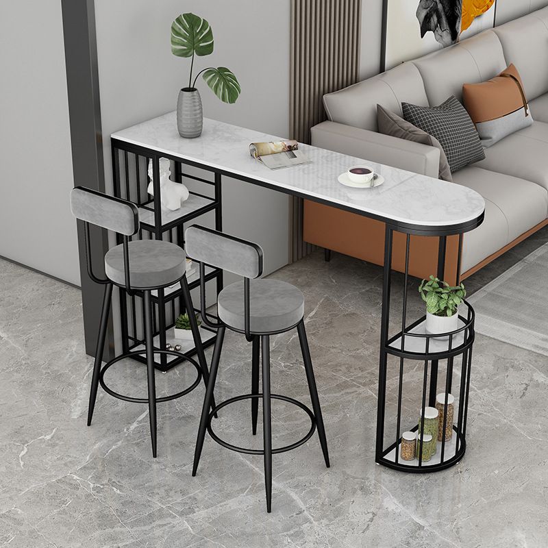 Contemporary Stone Bar Table Set 1/3 Pieces Bar table with Upholstered Stools for Indoor