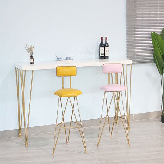 White Wood Top Counter Table Gold 4 Legs Industrial Bar Table for Dining Room Clearhalo 'Bar Furniture' 'Bar Tables' 'bar_tables' 'furn' 'furn_bar_tables' 'Furniture' 'furniture_bar_tables' 'Kitchen & Dining Furniture' 1200x1200_da0a1297-3073-4a77-b3d6-417bfa2c5339