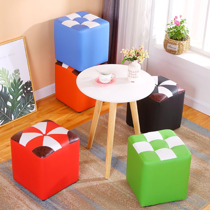 Purple Modern Pouf Leather Check Print Pouf for Drawing Room Clearhalo 'furn' 'furn_ottomans_poufs' 'Furniture' 'Living Room Furniture' 'Ottomans & Poufs' 'ottomans_poufs' 1200x1200_da0b6166-c91b-4439-af20-c834a2b4fb90