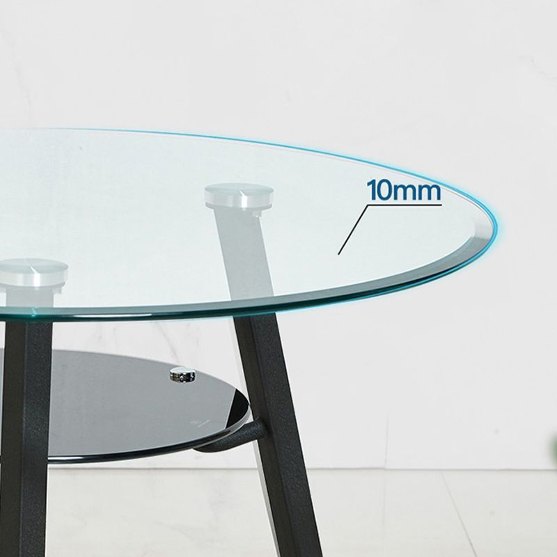 モダンなスタイルの丸い家具透明なガラスダイニングサイトテーブルと三脚ベース