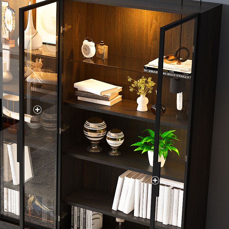 Scandinavische faux houten opbergkast glazen deuren displaykast voor woonkamer