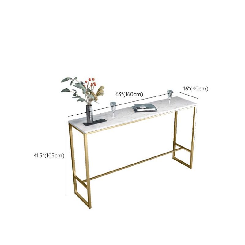 Glam Bar Height Table White Faux Marble Top Bistro Bar Table with Metal Base Clearhalo 'Bar Furniture' 'Bar Tables' 'bar_tables' 'furn' 'furn_bar_tables' 'Furniture' 'Kitchen & Dining Furniture' 1200x1200_da0c6531-3c6c-4d47-b406-d7f23d119d26