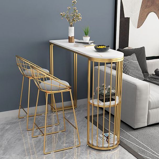 Glam White Marble Pub Table with Specialty Table Top Double Pedestal Table - 42" H Clearhalo 'Bar Furniture' 'Bar Tables' 'bar_tables' 'furn' 'furn_bar_tables' 'Furniture' 'furniture_bar_tables' 'Kitchen & Dining Furniture' 1200x1200_da0cda6d-bb9c-49cd-a34a-2de38822d851