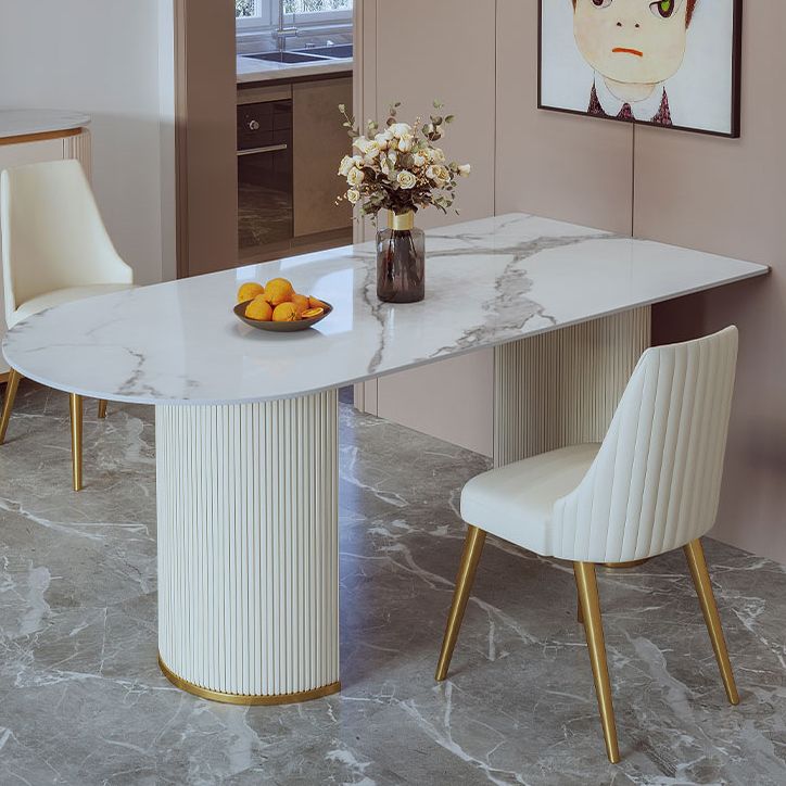 Modern White Dining Table Sintered Stone Dinner Table for Dining Room Clearhalo 'Dining Tables & Seating' 'Dining Tables' 'dining_table' 'furn' 'furn_dining_table' 'Furniture' 'Kitchen & Dining Furniture' 1200x1200_da0e49a9-c896-4997-b729-4f283a98719b