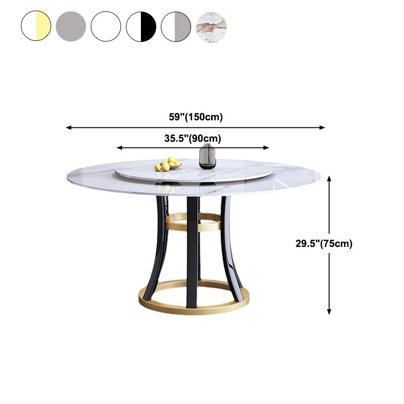 Round Sintered Stone Dining Table Modern Turntable Furniture with Solid Wood Pedestal Base Clearhalo 'Dining Tables & Seating' 'Dining Tables' 'dining_table' 'furn' 'furn_dining_table' 'Furniture' 'Kitchen & Dining Furniture' 1200x1200_da0ed4b7-a11f-47cc-b37d-f9dc4c313fd4