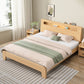 Contemporary Standard Bed Solid Wood Storage Panel Bed with Headboard