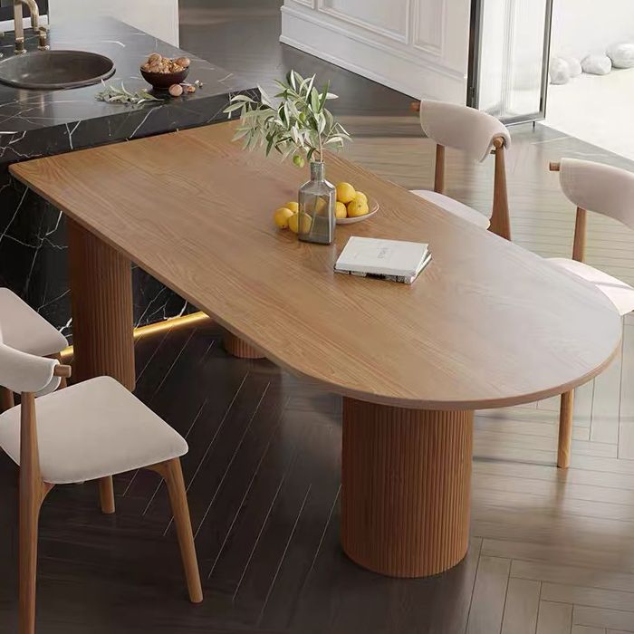 Contemporary Dining Table Pine Solid Wood Table with 3 Legs for Dining Clearhalo ' dining_table' 'Dining Tables & Seating' 'Dining Tables' 'Furniture' 'furniture_dining_table' 'Kitchen & Dining Furniture' 'kitchen&dining_furn' 'kitchen' 'kitchen_dining_table' 1200x1200_da1280d6-ee26-41b8-943f-726452317a3d