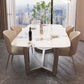 Table à manger rectangulaire en pierre moderne, base en métal pour salle à manger