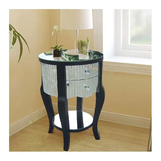 Round Glass top Side End Table Contemporary 23.6" Tall 4 Legs End Table