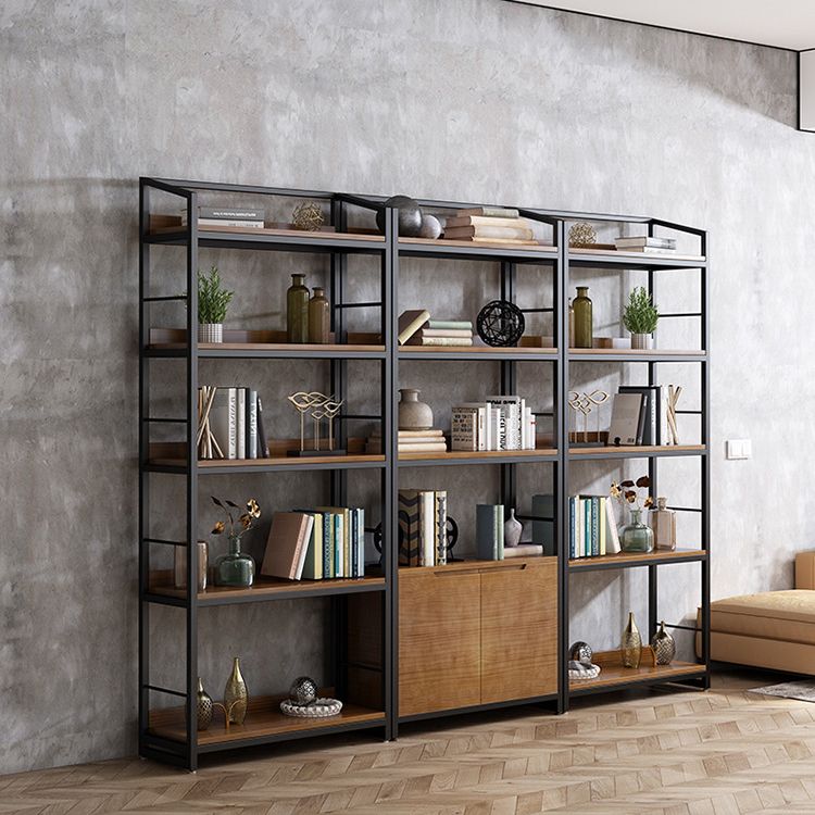 Industrial Style Bookshelf Open Back Solid Wood Bookcase for Home Office Clearhalo 'Bookcases' 'furn' 'furn_bookcases' 'Furniture' 'furniture_bookcases' 'Office Furniture' 1200x1200_da1556b4-6ba2-47f1-93da-50ac43b67e6e