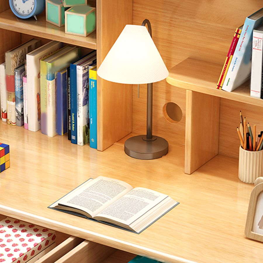 棚付きのソリッドウッド調整可能な高さのライティングデスク長方形のオフィスデスク