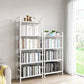 Modern White/Grey Metal Bookshelf Standard Vertical Open Shelf Bookcase