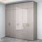 Engineered Wood Armoire Modern Mirrored Grey Wardrobe Closet with Garment Rod