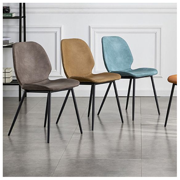 Industrial Design Armless Solid Back Chairs Leather Dining Chairs for Kitchen Clearhalo ' kitchen&dining_furn' 'Dining Chairs' 'Dining Tables & Seating' 'dining_chair' 'furn' 'furn_dining_chair' 'Furniture' 'furniture_dining_chair' 'Kitchen & Dining Furniture' 'kitchen' 1200x1200_da176e01-f97e-4d11-8658-c8aa6859a4ce