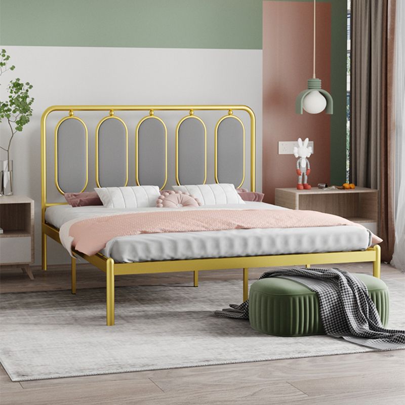 Letto standard metallico con cornice glam con testiera rivestita