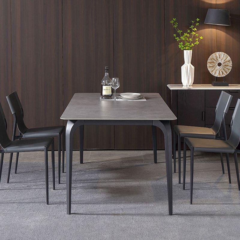 Contemporary Rectangle Dining Table Sintered Stone Dining Table with 4 Black Legs Clearhalo ' dining_table' 'Dining Tables & Seating' 'Dining Tables' 'furn' 'furn_dining_table' 'Furniture' 'furniture_dining_table' 'Kitchen & Dining Furniture' 'kitchen&dining_furn' 'kitchen' 'kitchen_dining_table' 1200x1200_da183385-365e-41f0-b7d1-e16ed2887d2c