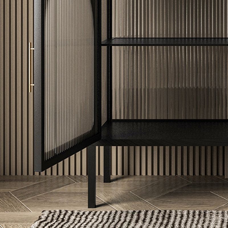 Schwarz/Weiß zwei Regale Nachttischglas moderner 1-Tür-Nachttisch