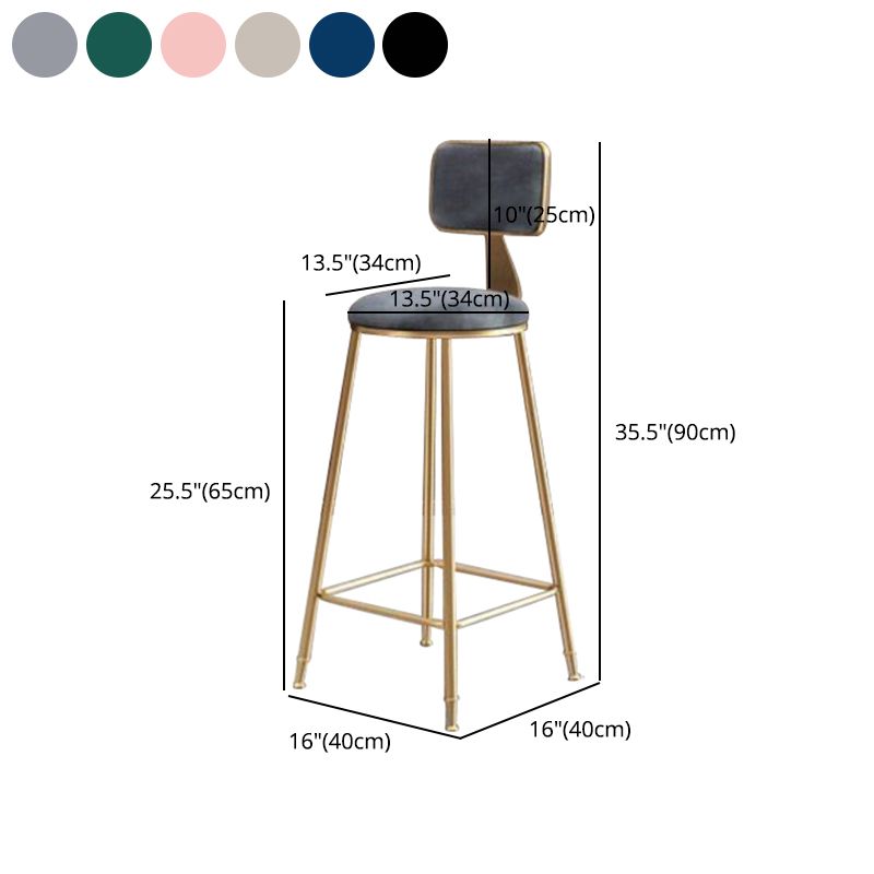 Glam Armless Counter Stool Iron Household Bar Stool with Cushion and Pedal Clearhalo 'Bar Furniture' 'Bar Stools' 'bar_stools' 'furn' 'furn_bar_stools' 'furniture_bar_stools' 'Kitchen & Dining Furniture' 'kitchen&dining_furn' 'kitchen' 'kitchen_furn' Furniture' 1200x1200_da1dcf5e-fea4-4e01-8d0e-a7db627e199f