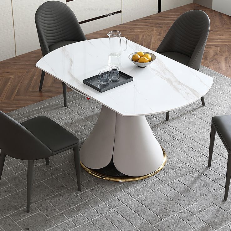Glam 1/4/5/7 Pieces Scalable Dinette Set with White Sintered Stone Round Dining Table Set Clearhalo 'Dining Room Sets' 'Dining Tables & Seating' 'dining_room_set' 'furn' 'furn_dining_room_set' 'Furniture' 'furniture_dining_room_set' 'Kitchen & Dining Furniture' 1200x1200_da20ee17-7469-43a7-b8ab-9a27a7c8f158