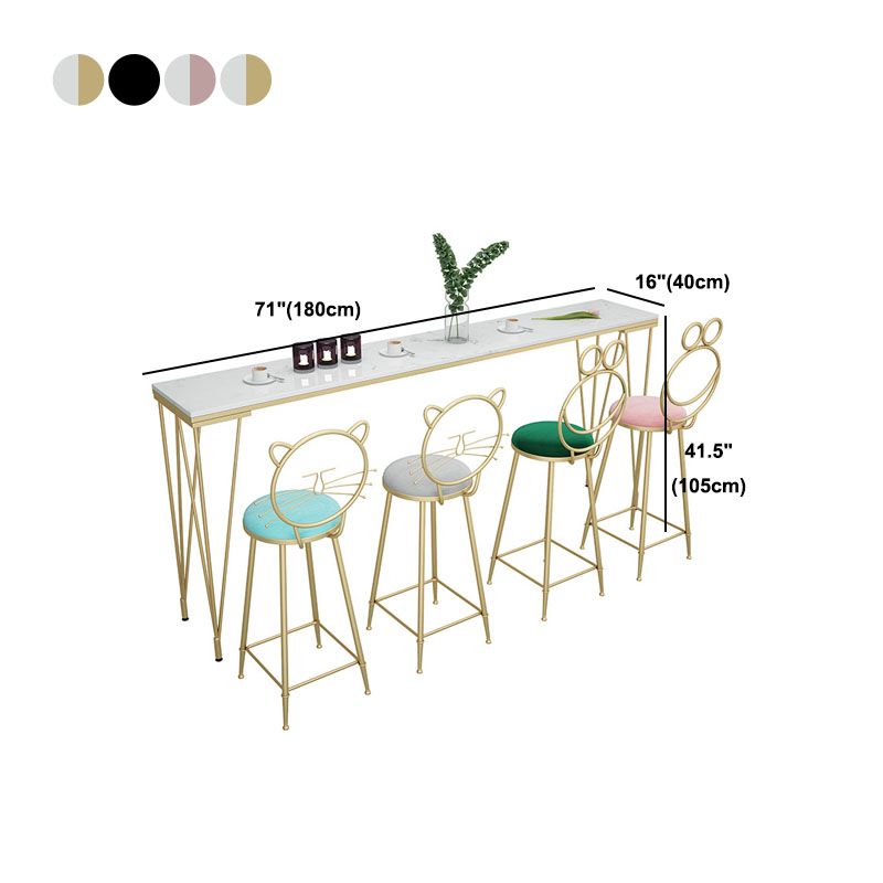 Glam Style Rectangle Bar Table Bar-Height Bistro Pub Table with 4 Legs Clearhalo 'Bar Furniture' 'Bar Tables' 'bar_tables' 'furn' 'furn_bar_tables' 'Furniture' 'Kitchen & Dining Furniture' 1200x1200_da22c6ce-c3be-4b24-affa-4fa3260c62de