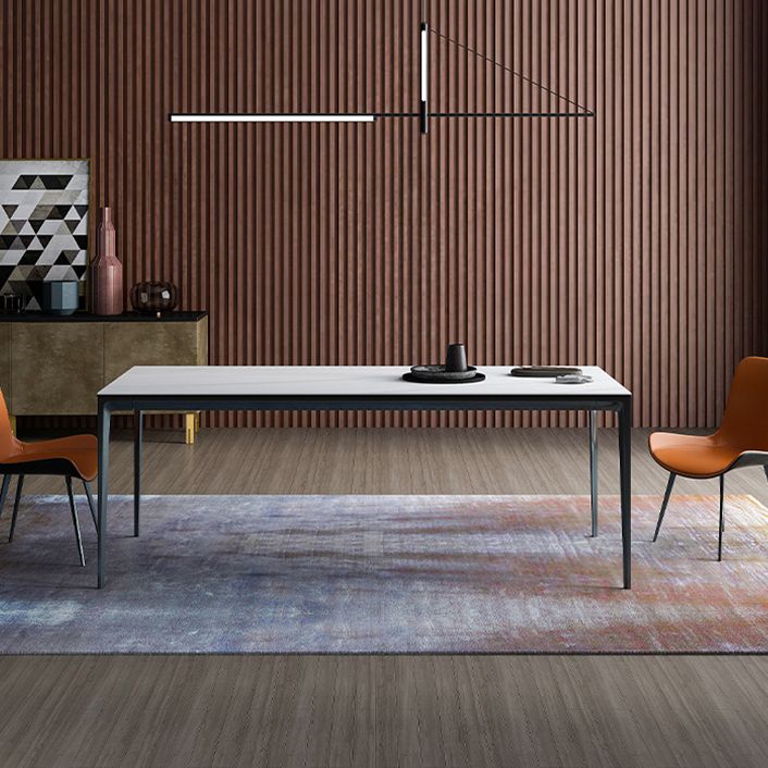 Rectangle Home Dining Table Sintered Stone Metal Frame Table with Four-leg Clearhalo ' dining_table' 'Dining Tables & Seating' 'Dining Tables' 'Furniture' 'furniture_dining_table' 'Kitchen & Dining Furniture' 'kitchen&dining_furn' 'kitchen' 'kitchen_dining_table' 1200x1200_da22d3da-2d77-429b-be02-a94dcaf4acc7