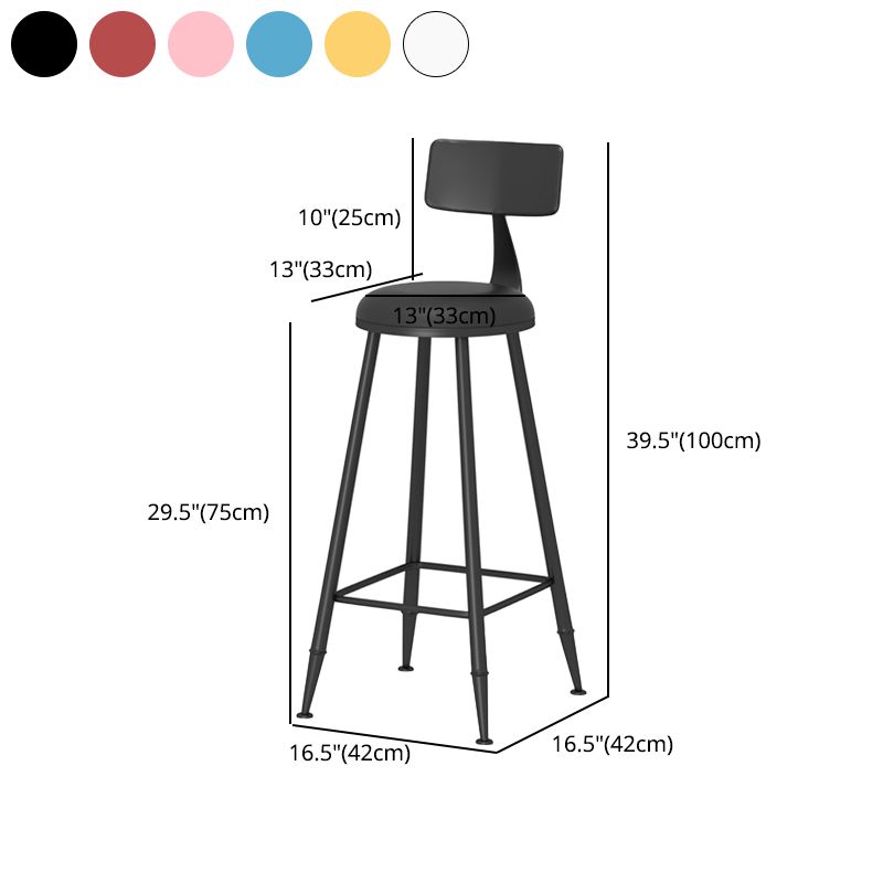 Modern Armless Backrest Counter Stool Iron Milk Tea Shop Bar Stool with Leather Cushion Clearhalo 'Bar Furniture' 'Bar Stools' 'bar_stools' 'furn' 'furn_bar_stools' 'furniture_bar_stools' 'Kitchen & Dining Furniture' 'kitchen&dining_furn' 'kitchen' 'kitchen_furn' Furniture' 1200x1200_da245473-3f08-4f1a-a446-df526992796a