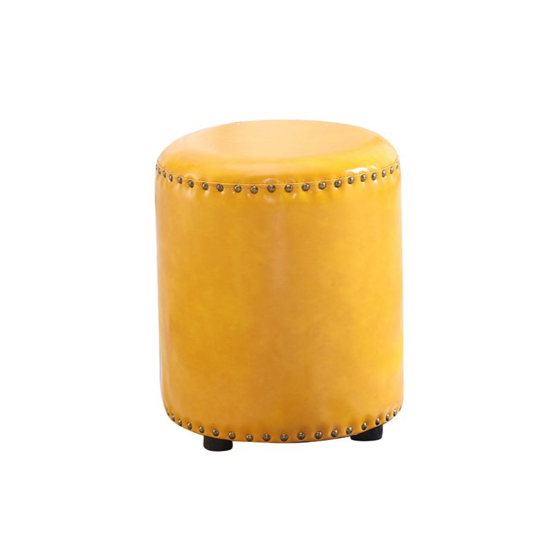Round Contemporary Pouf Pure Color Nailhead Trim PU Leather Pouf Ottoman Clearhalo 'furn' 'furn_ottomans_poufs' 'Furniture' 'Living Room Furniture' 'Ottomans & Poufs' 'ottomans_poufs' 1200x1200_da245b68-28a4-432a-a4ae-9222e8074434
