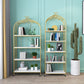 Gold Vertical Bookshelf Iron Frame Solid Wood Shelf Bookcase with Caster Wheels Clearhalo 'Bookcases' 'furn' 'furn_bookcases' 'Furniture' 'furniture_bookcases' 'Office Furniture' 1200x1200_da24d976-ec87-454c-a5a4-4682e6780a14