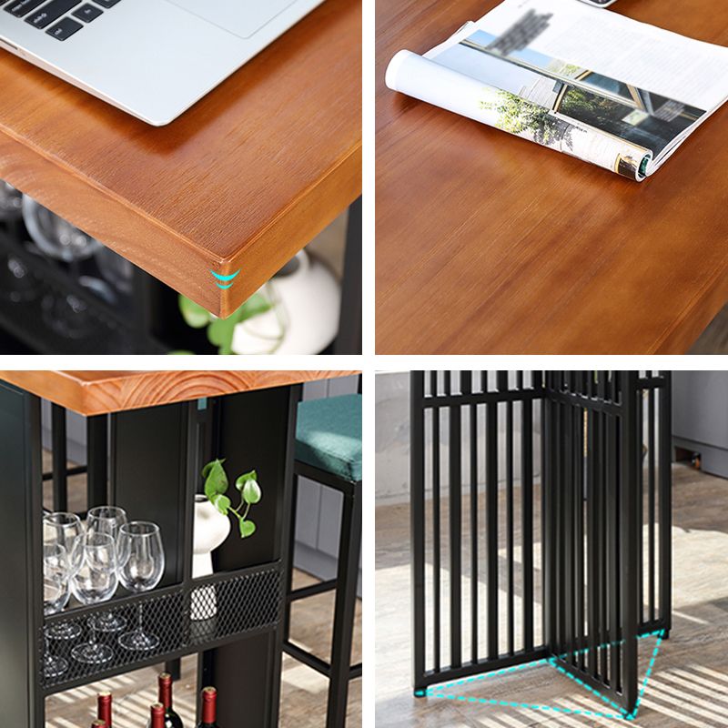 Tavolo da pranzo in legno in legno pino tavolo da bar industriale con doppio piedistallo