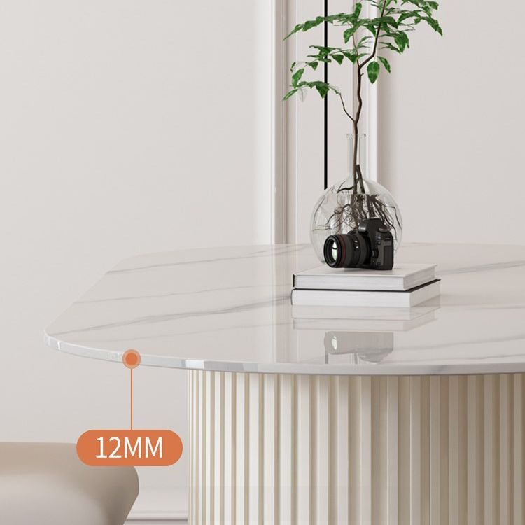 Glam White Sintered Stone Dining Table Kitchen Standard Table with Double Pedestal Base Clearhalo ' dining_table' 'Dining Tables & Seating' 'Dining Tables' 'furn' 'furn_dining_table' 'Furniture' 'furniture_dining_table' 'Kitchen & Dining Furniture' 'kitchen&dining_furn' 'kitchen' 'kitchen_dining_table' 1200x1200_da255c00-4a55-445c-ade5-689cb1aa2f57