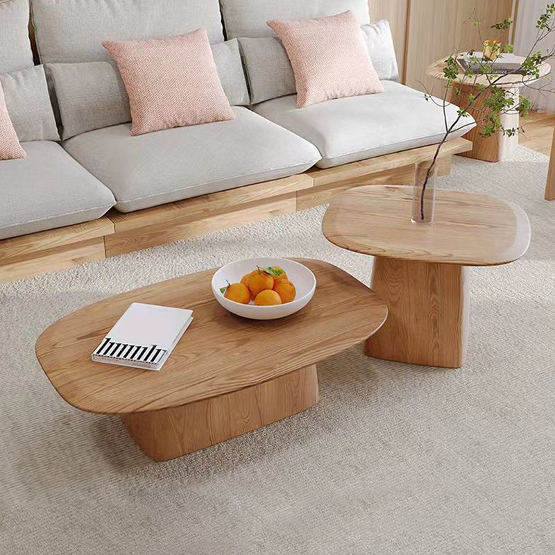 Contemporary Solid Wood Oval Cocktail Table Pedestal Coffee Table Clearhalo 'Coffee & Accent Tables' 'Coffee Tables' 'coffee_tables' 'furn' 'furn_coffee_tables' 'Furniture' 'Living Room Furniture' 1200x1200_da271bef-9724-4225-a676-2917b81fb94f