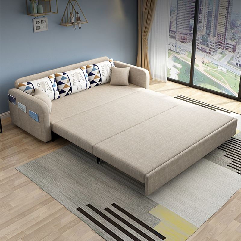 リネンコンテンポラリースクエアアームソファベッド折りたたみ可能なコンバーチブルソファ用アパート、洗える