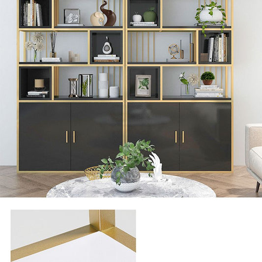 Glam Metal and Wood Shelf Bookcase Open Floor Book Shelf for Home