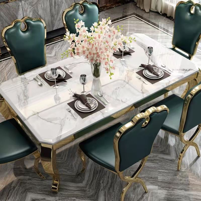 Rectangle Shape Luxury Style Dining Table Marble Fixed Table for Kitchen Clearhalo ' dining_table' 'Dining Tables & Seating' 'Dining Tables' 'furn' 'furn_dining_table' 'Furniture' 'furniture_dining_table' 'Kitchen & Dining Furniture' 'kitchen&dining_furn' 'kitchen' 'kitchen_dining_table' 1200x1200_da2b981f-220a-4bc6-bb4b-14fb2af8d1ac