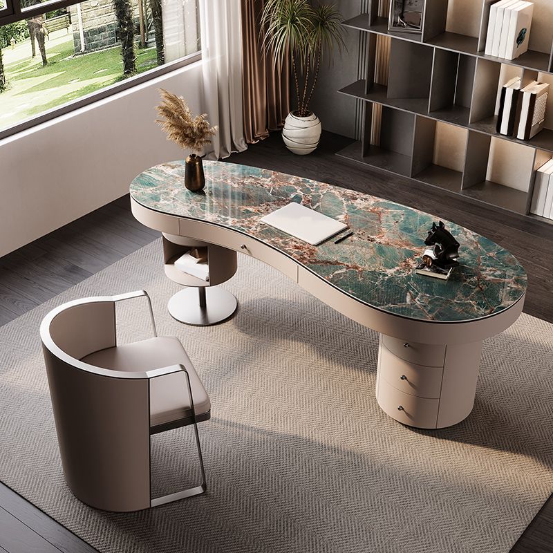 Escritorio de oficina de 31.5 pulgadas de altura Modern Stone Writing Writing con 3 cajones