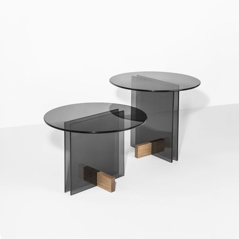 Tavolino moderno da 21,6 pollici in vetro rotondo.