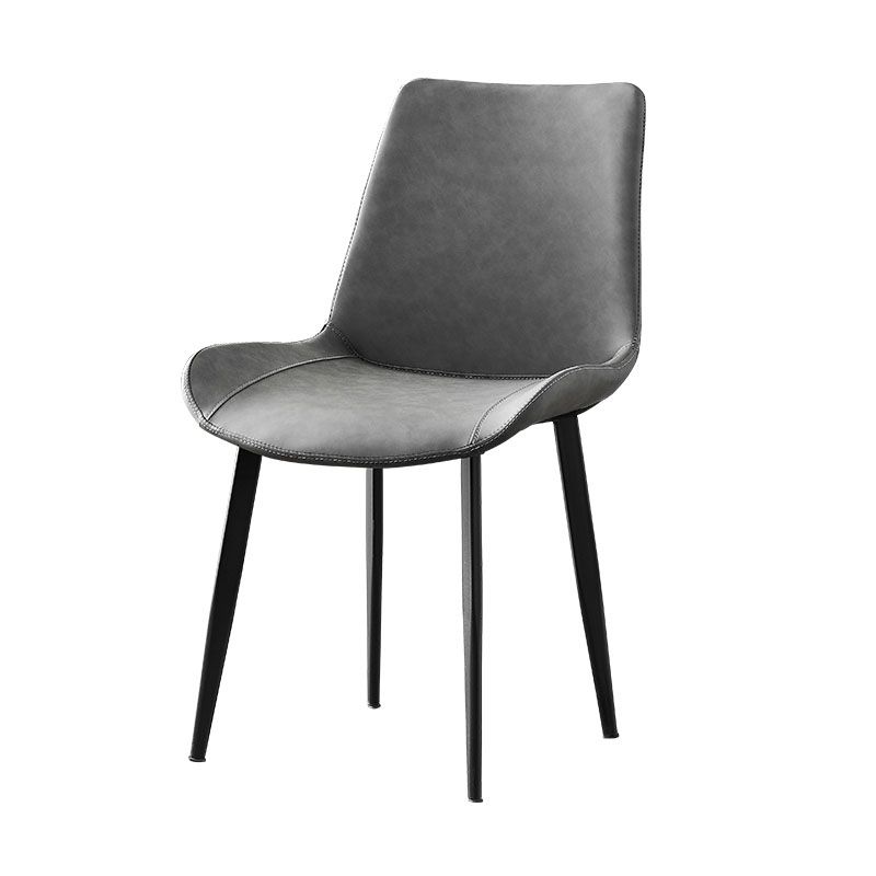 Contemporary Style Leather Dining Chairs Solid Back Armless Side Chairs (Set of 2) Clearhalo ' kitchen&dining_furn' 'Dining Chairs' 'Dining Tables & Seating' 'dining_chair' 'furn' 'furn_dining_chair' 'Furniture' 'furniture_dining_chair' 'Kitchen & Dining Furniture' 'kitchen' 1200x1200_da2d0cf7-92e5-4f9b-b715-1616408c15ce