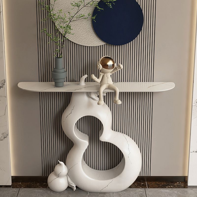 Half Moon Shape Contemporary Console Table White Console Sofa Table