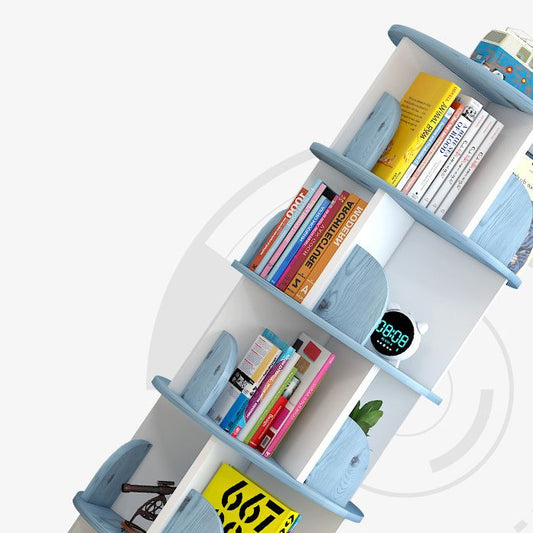Modern Wooden Rotatable Bookcase Study Room Geometric Bookshelf