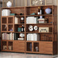 Modern Bamboo Bookshelf Brown Closed Back Shelf Bookcase With Cabinets