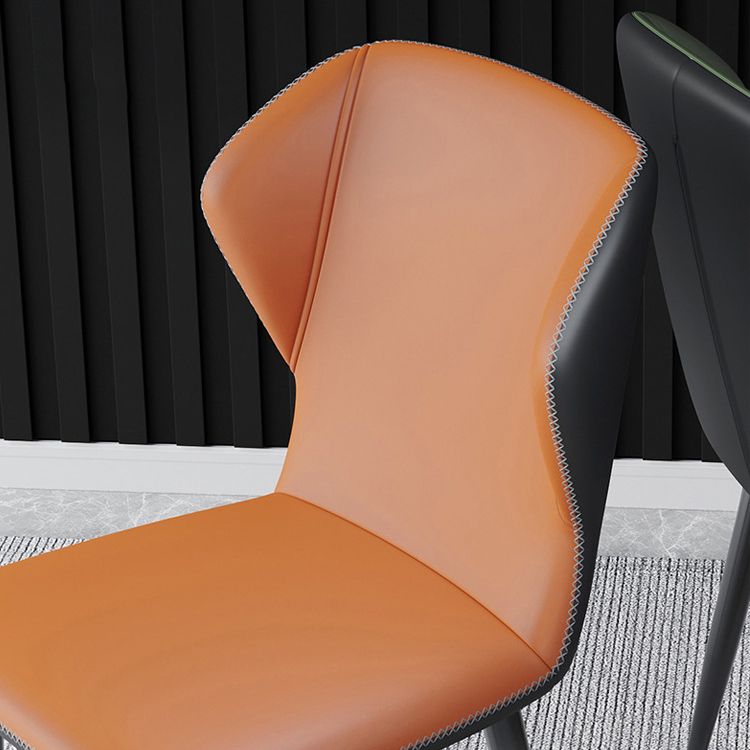 Contemporary Parsons Side Chair Matte Finish Leather Curved Chair for Brasserie Clearhalo ' kitchen&dining_furn' 'Dining Chairs' 'Dining Tables & Seating' 'dining_chair' 'furn' 'furn_dining_chair' 'Furniture' 'furniture_dining_chair' 'Kitchen & Dining Furniture' 'kitchen' 1200x1200_da2ed6c4-6a94-4d65-bb2d-f0451d3964f3