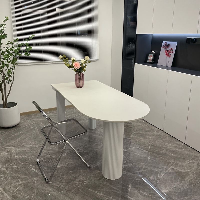 Oval Shape 3 Legs Modern Dining Table White Tone Fixed Table for Dining Room Clearhalo ' dining_table' 'Dining Tables & Seating' 'Dining Tables' 'furn' 'furn_dining_table' 'Furniture' 'furniture_dining_table' 'Kitchen & Dining Furniture' 'kitchen&dining_furn' 'kitchen' 'kitchen_dining_table' 1200x1200_da2f05e2-98b2-4568-9ef6-b7050e9ff01a
