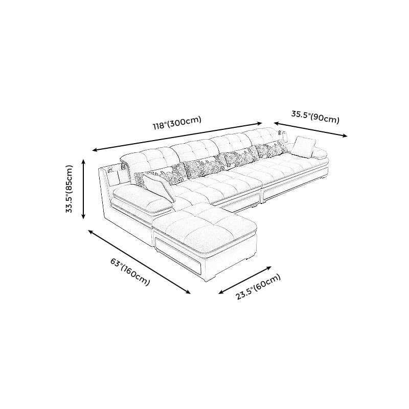 129.92" W √ó 62.99" D √ó 33.46" H Removable Cushions Pillow Top Arm Sofa and Sectional Clearhalo 'furn' 'furn_sectionals' 'Furniture' 'furniture_sectionals' 'kitchen' 'kitchen_sectionals' 'Living Room Furniture' 'Sectionals' 1200x1200_da2f9f39-2cdf-4e95-a6c8-d19bfa31fef6