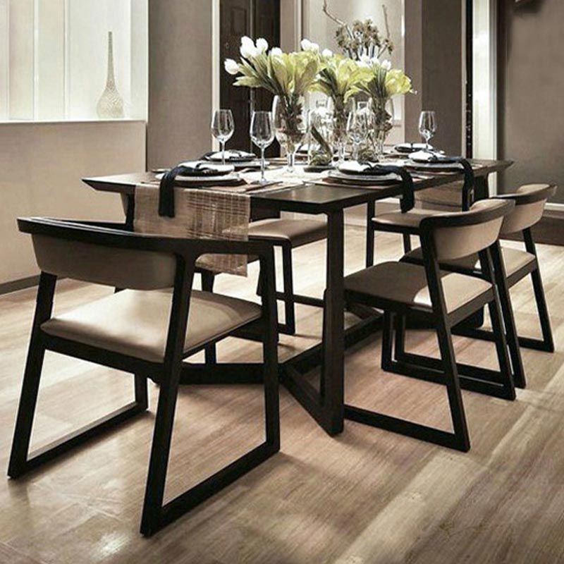 Rectangle Industrial Dining Table Solid Wood Fixed Table with Trestle Base Clearhalo ' dining_table' 'Dining Tables & Seating' 'Dining Tables' 'furn' 'furn_dining_table' 'Furniture' 'furniture_dining_table' 'Kitchen & Dining Furniture' 'kitchen&dining_furn' 'kitchen' 'kitchen_dining_table' 1200x1200_da2fb17d-a449-4cff-a0f5-59bafb989701