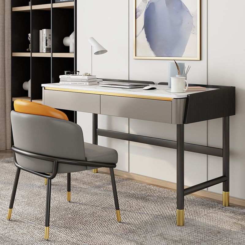 Tâches de forme rectangulaire de bureau moderne des bureaux en pierre avec 2 tiroirs