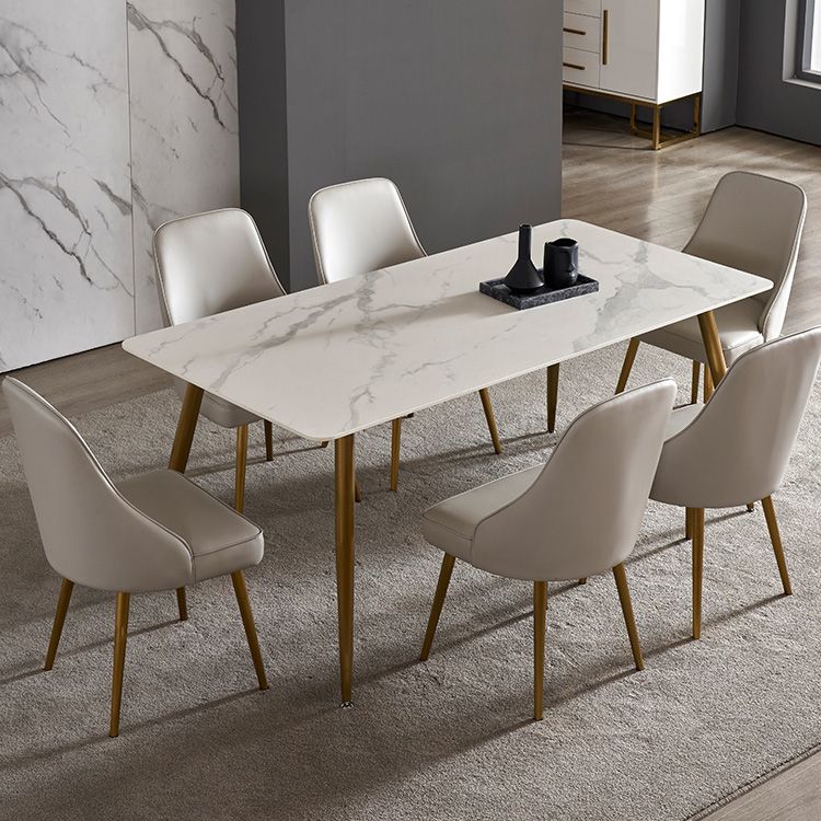 Traditional Luxury Rectangle Dining Table White Sintered Stone Table with 4 Gold Legs Clearhalo ' dining_table' 'Dining Tables & Seating' 'Dining Tables' 'furn' 'furn_dining_table' 'Furniture' 'furniture_dining_table' 'Kitchen & Dining Furniture' 'kitchen&dining_furn' 'kitchen' 'kitchen_dining_table' 1200x1200_da303ccc-9e97-4793-a6bd-3fb0de862736