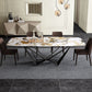 Industrial Style Sintered Stone Table Dining Rectangle Table with Metal Legs for Home Use