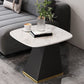 Rectangular Stone End Table Modernism Pedestal Side Table, 23.6" W x 19.7" D x 23.6" H